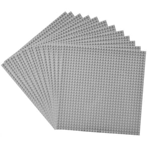 Base de construção de placas de base clássica para construção de tijolos com as principais marcas-baseplate 10" X 10", pacote de 12 (cinza)