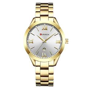 Relógio feminino de luxo CURREN 9007, marcas famosas, Gold F