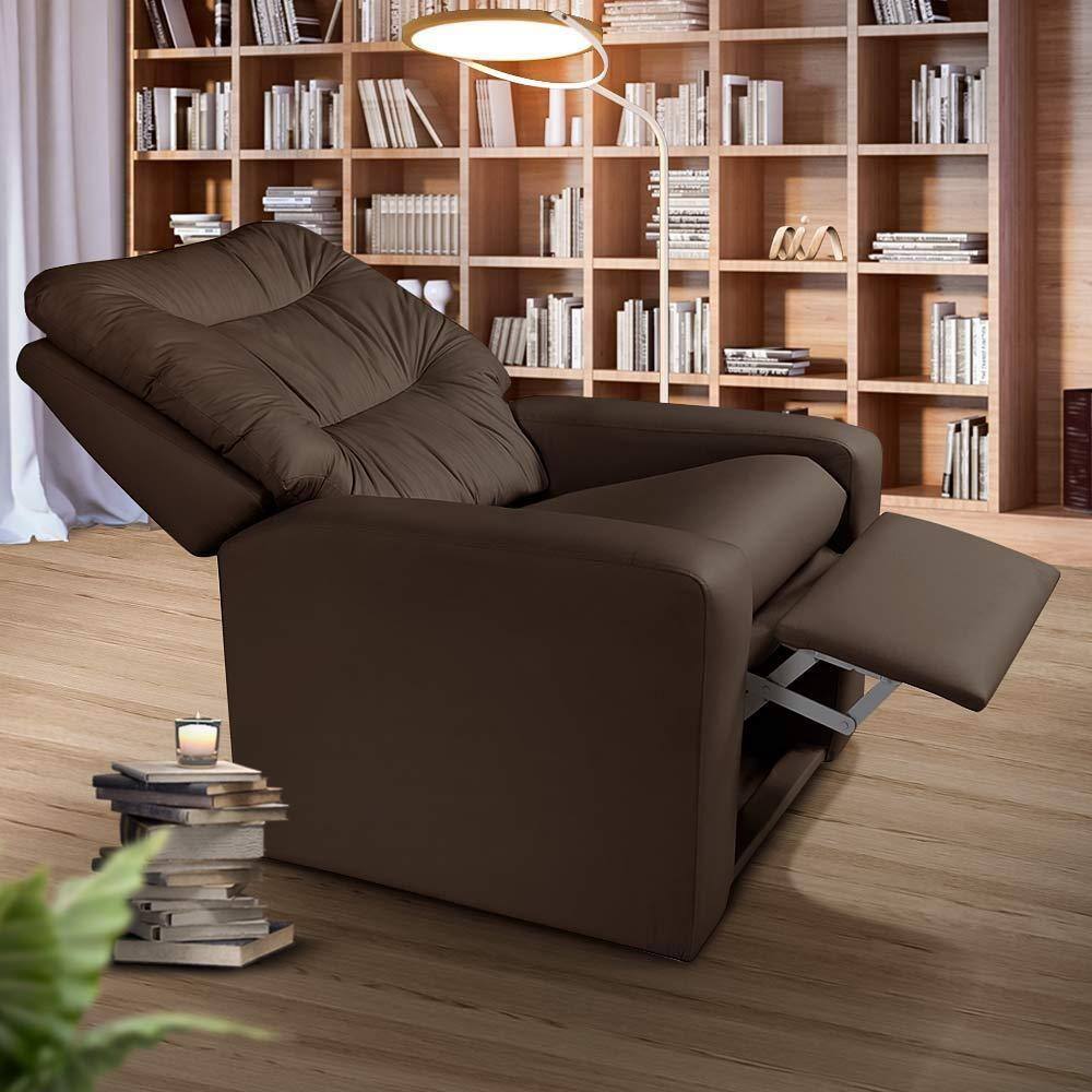 Poltrona Para Leitura Corino Marrom Fiji Shop JM - Marrom