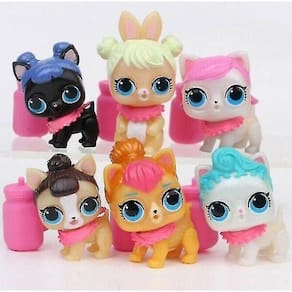 8 peças de bonecas Lol L.o.l Surprise Ball Lil Sisters Pets Toys para meninas, conjunto de presente (6 peças com leite)