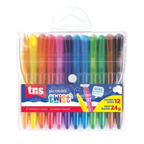 Giz de Cera Plástico Retrátil 12 Cores Twist Colorir Tris