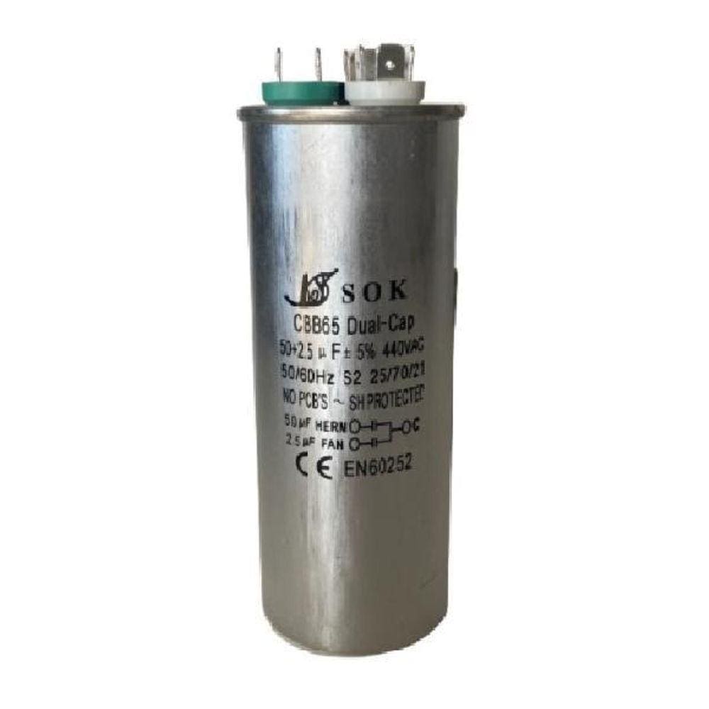 Capacitor Eos 50+2,5uf 440-450vac Ar Condicionado 05706082