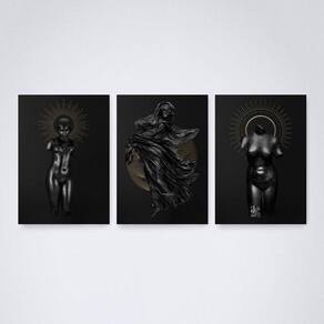 Quadro Decorativo Preto/Dourado 30x20cm - Elegância