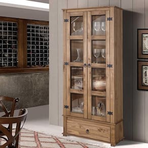 Cristaleira Antiga Para Sala De Jantar Madeira Maciça 2 Portas Marrom Shop JM