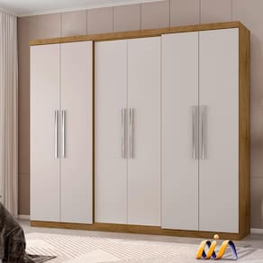Guarda Roupa 6 Portas Casal 4 Gavetas Freijó Baunilha 600096 Araplac