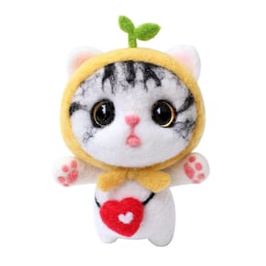 Cute Cat Pattern Handmade Diy Poke Wool Felts Pacote de produção de material