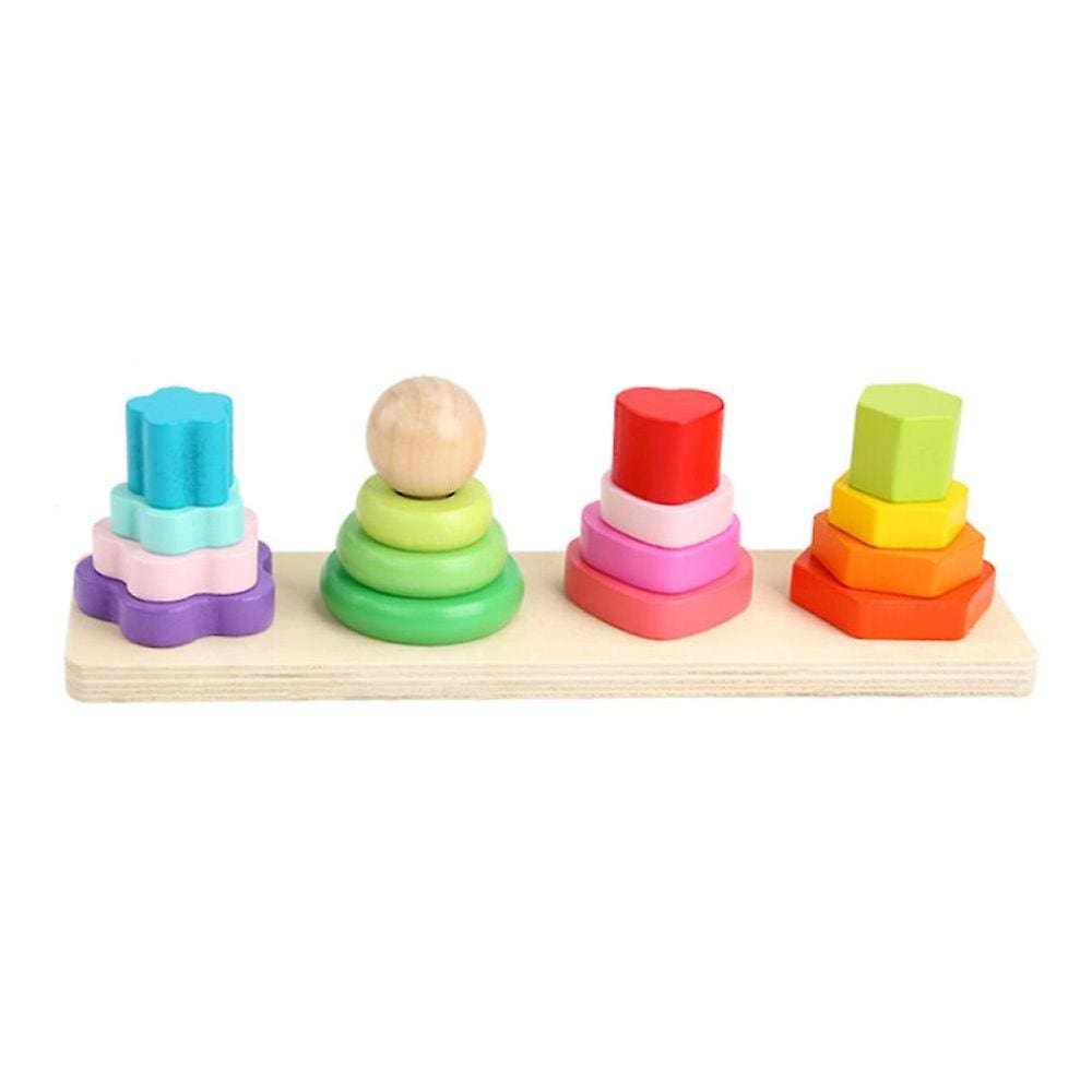 Crianças Azuis 4 colunas Blocos Geométricos Jogo Educação Brinquedo