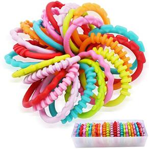 COLVWOFA 24 Pack Anéis de Bebê Link Brinquedos para Brinquedos Suspensos, Co