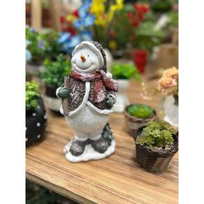 Boneco de neve em resina Merry Christmas 19x16x32 cm