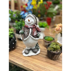 Boneco de neve em resina Merry Christmas 19x16x32 cm