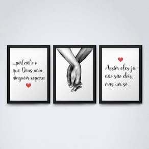 Conjunto de 3 Quadros Decorativos 30x20cm Moldura Preta