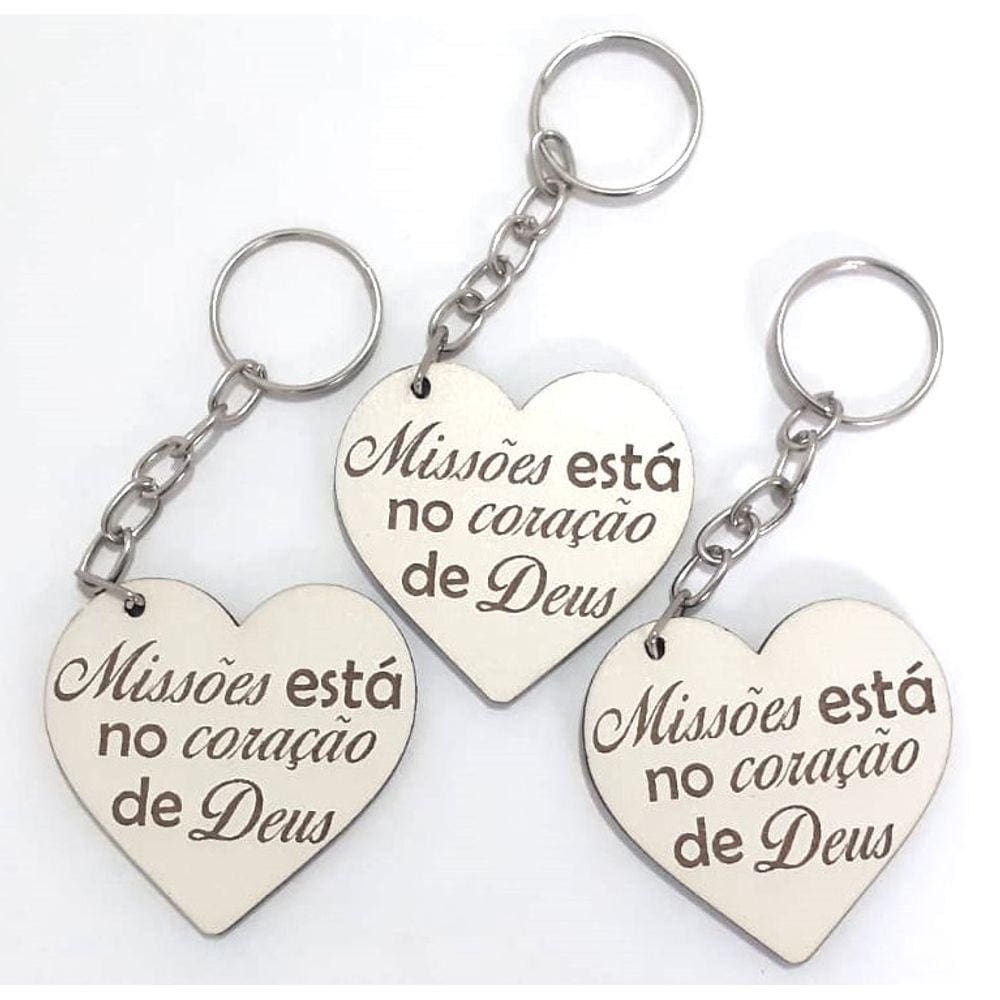 Kit 100 Chaveiros Mdf Tema Missões Lembrancinhas Igreja