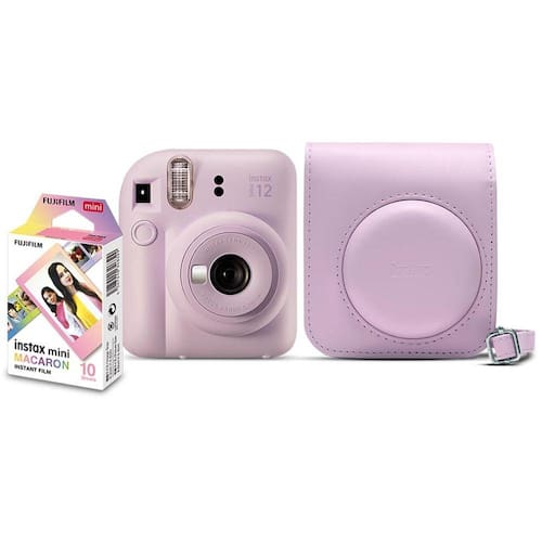 Kit câmera Instantânea Fujifilm instax mini 12 LILÁS CANDY + bolsa + filme macaron com 10 fotos