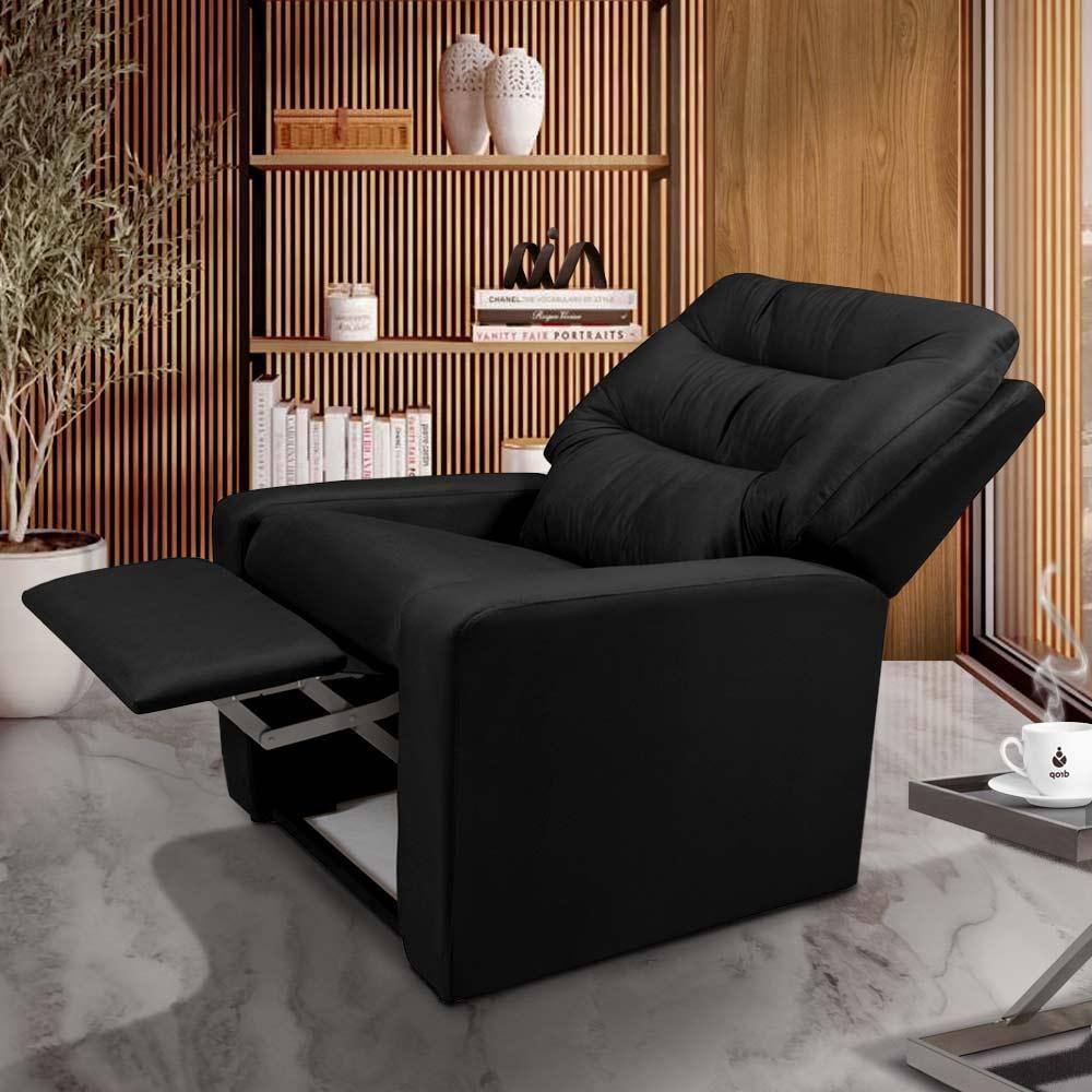 Poltrona Confortável Velveteen Preto Turquia Shop JM - Preto