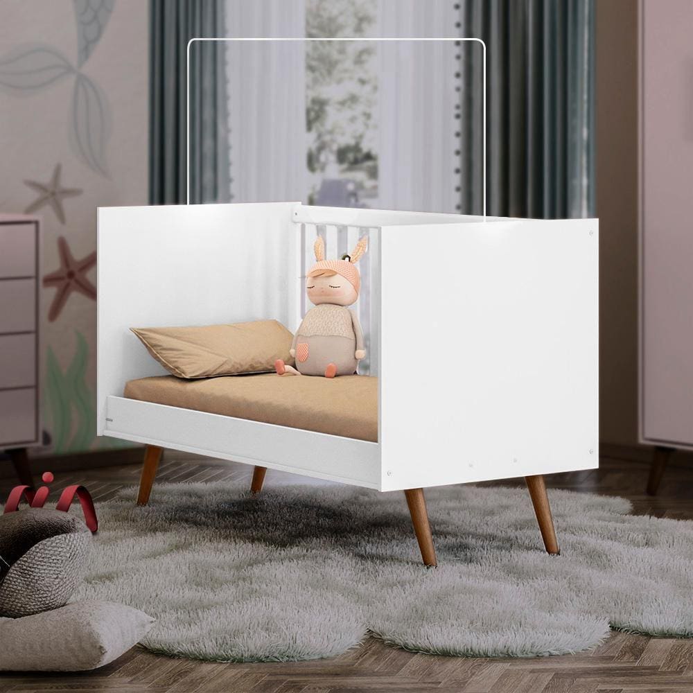 Berço Que Vira Mini Cama Branco Sonho Shop Jm Baby - Branco