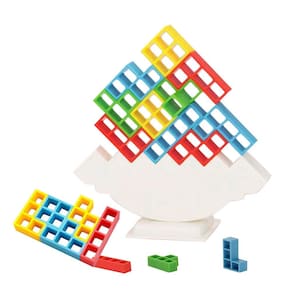 Jogo de equilíbrio empilhamento de brinquedos altos blocos de construção de madeira animal