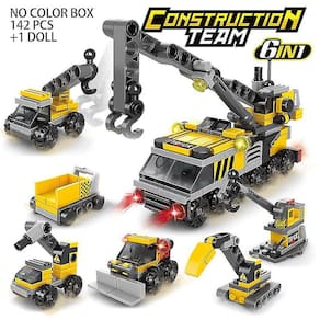 6in1 Cidade Bombeiros Polícia Exército Engenharia Building Blocks Tanque