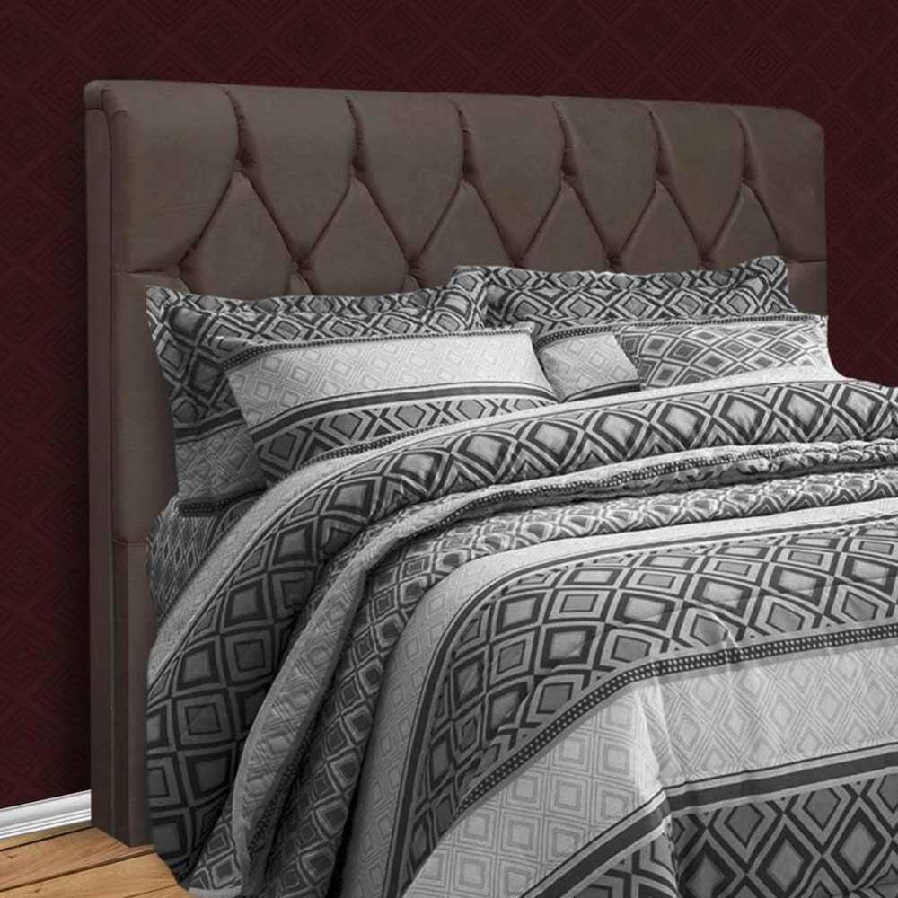 Cabeceira Queen Size com capitonê para cama box sued liso Paris Marrom - Marrom