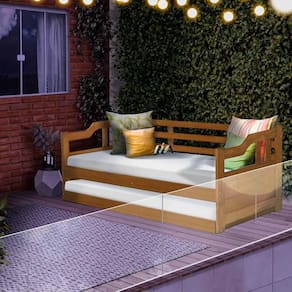 Sofá Cama De Madeira Maciça Solteiro Castanho Juno Shop JM