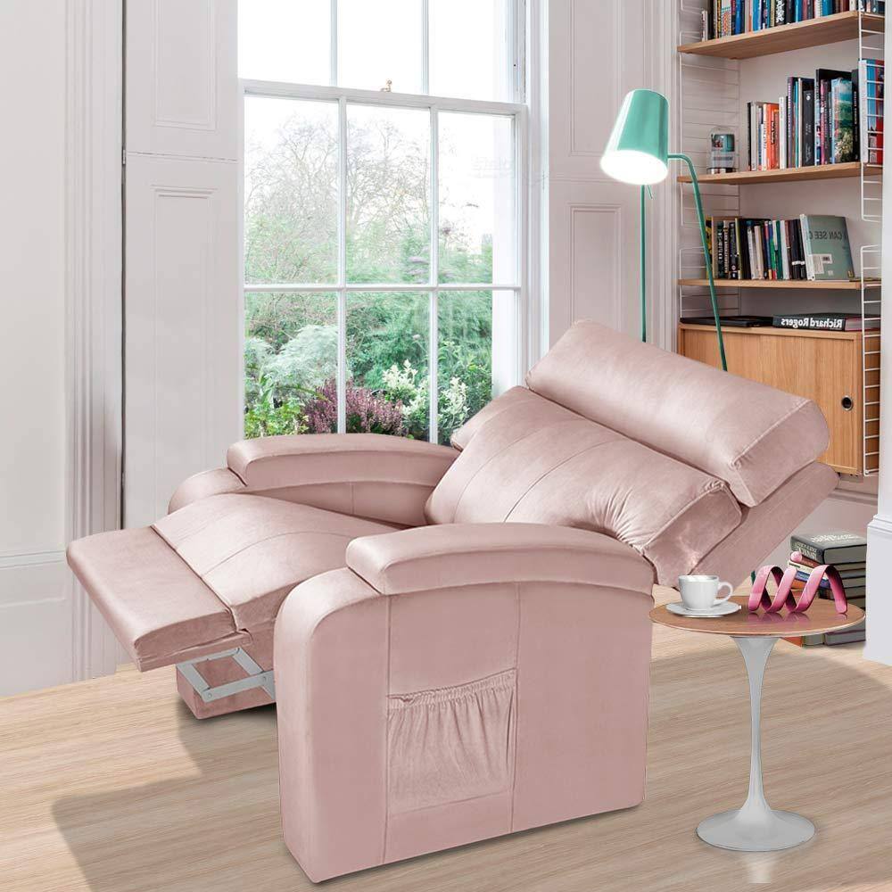 Poltrona Para Leitura Reclinável Suede Rose Valencia Luapa Estofados - Rosê