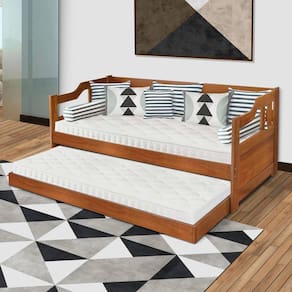 Sofá Cama Com Cama Auxiliar Madeira Maciça Solteiro Castanho Atraente