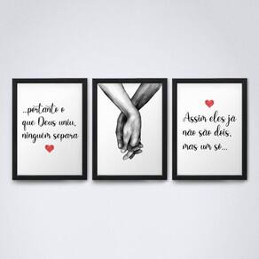 Conjunto de 3 Quadros Decorativos 30x20cm Moldura Preta