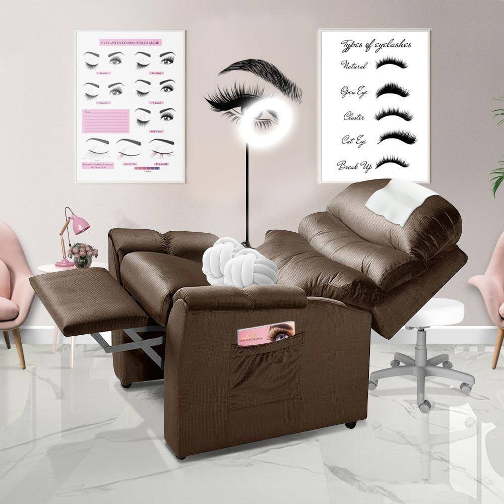 Poltrona Para Extensão De Cílios Reclinável Suede Marrom Café Grécia Luapa - Marrom