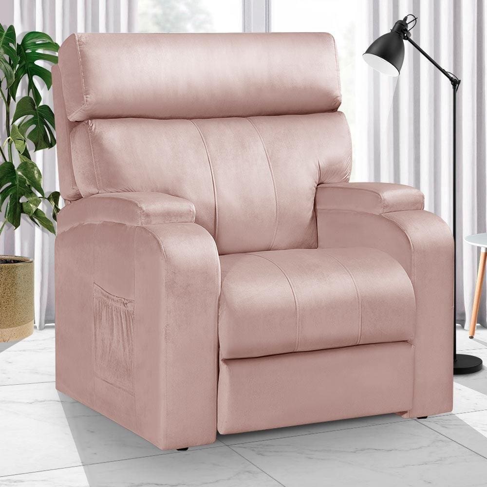 Poltrona Do Papai Reclinável Suede Rosê Valência Luapa - Rosê