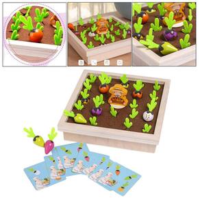 Jogo da Fazenda Wood Radish Montessori Brinquedos Puzzle Fun Chess Board Jogos idade 3+| Cor & Forma