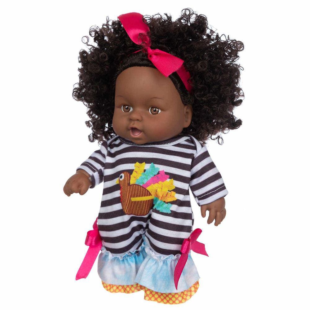 Black African Black Baby Cute Curly Black 12 polegadas Vinil Baby Toy