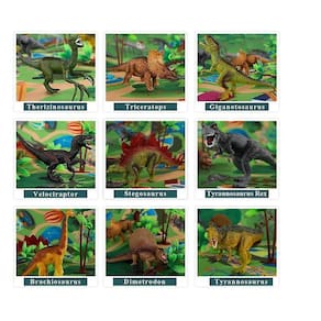 Atividade da figura do brinquedo de dinossauro jogar árvores de tapete, playset de dinossauro realista educacional