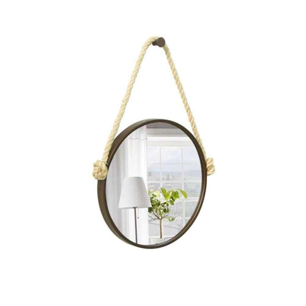 Espelho Decorativo Adnet Alça Sisal Marroml 60 cm Redondo