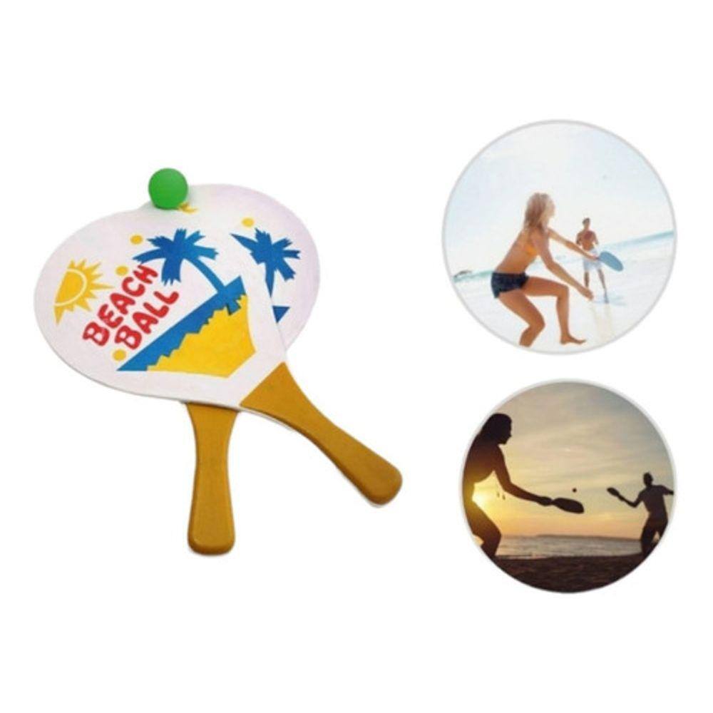 Kit Frescobol jogo tênis de praia Raquetes Bolas Infantil - Verde