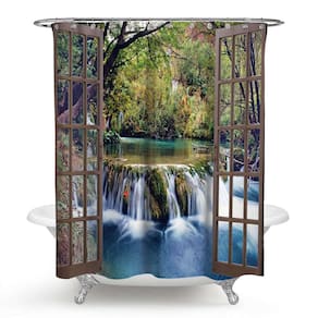 3D cachoeira paisagem impermeável chuveiro cortina banheiro s