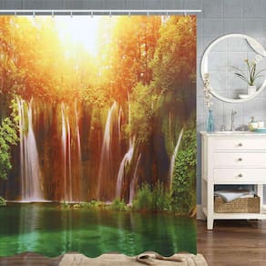 3D cachoeira paisagem impermeável chuveiro cortina banheiro s