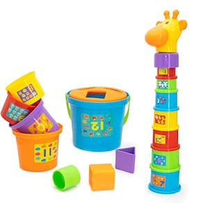 Fun Time Bebê Empilhamento Copos Brinquedo, 15pcs Construção Copos e S