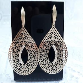 Brinco Banhado a Ouro com Strass 8,0 cm - Noivas e Festas