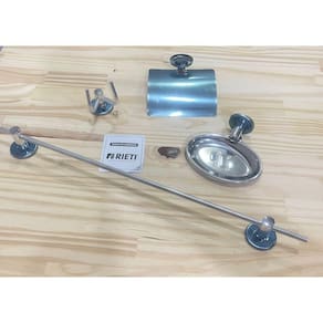 Kit Banheiro Alumínio Completo c/ Saboneteira e Porta Toalha