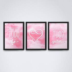 Quadros Fé e Gratidão - Moldura Preta A4 20x30cm