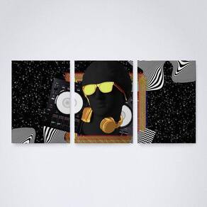 Quadro Decorativo Escultura Grega com Óculos Preto 30x20cm