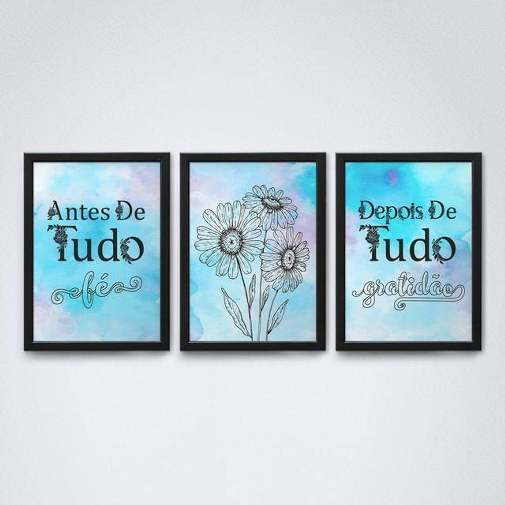 Quadro Decorativo Fé e Gratidão Tons V4 A4 20x30cm
