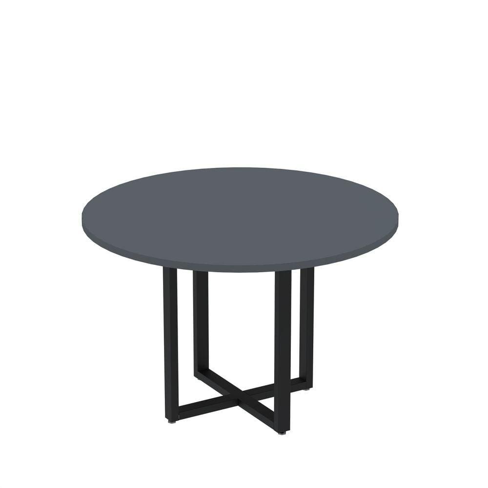 Mesa de Reunião Redonda 100cm Mrr1100p25tub Grafito/Preto