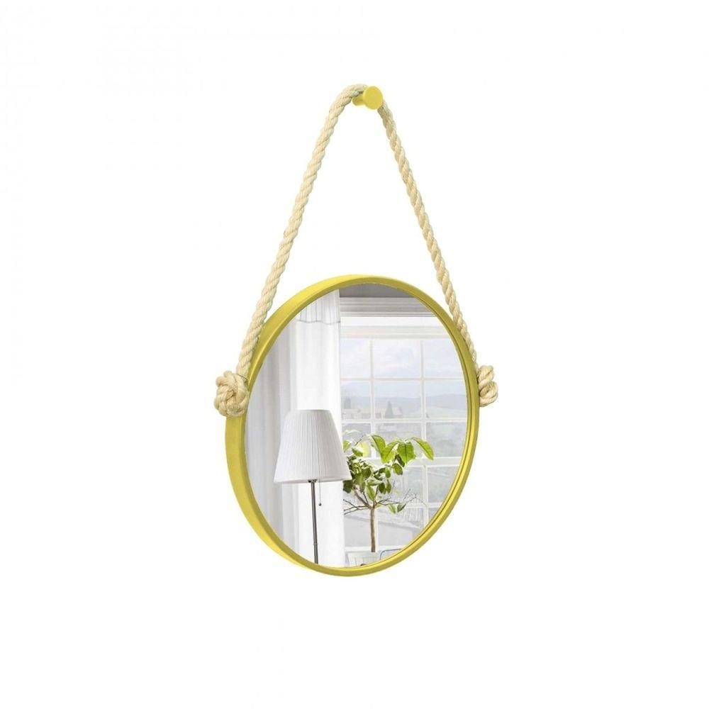 Espelho Decorativo Adnet Alça Sisal Marroml 50 cm Redondo