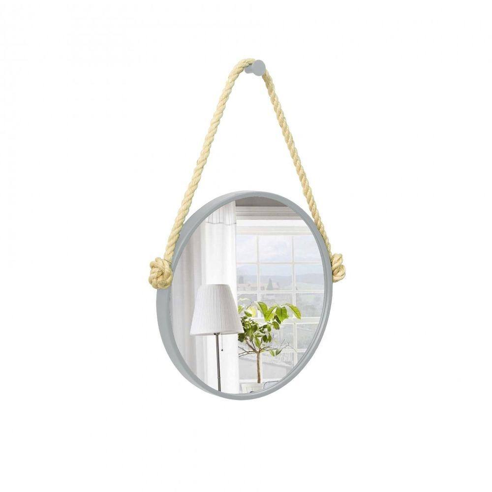 Espelho Decorativo Adnet Alça Sisal Marroml 30 cm Redondo