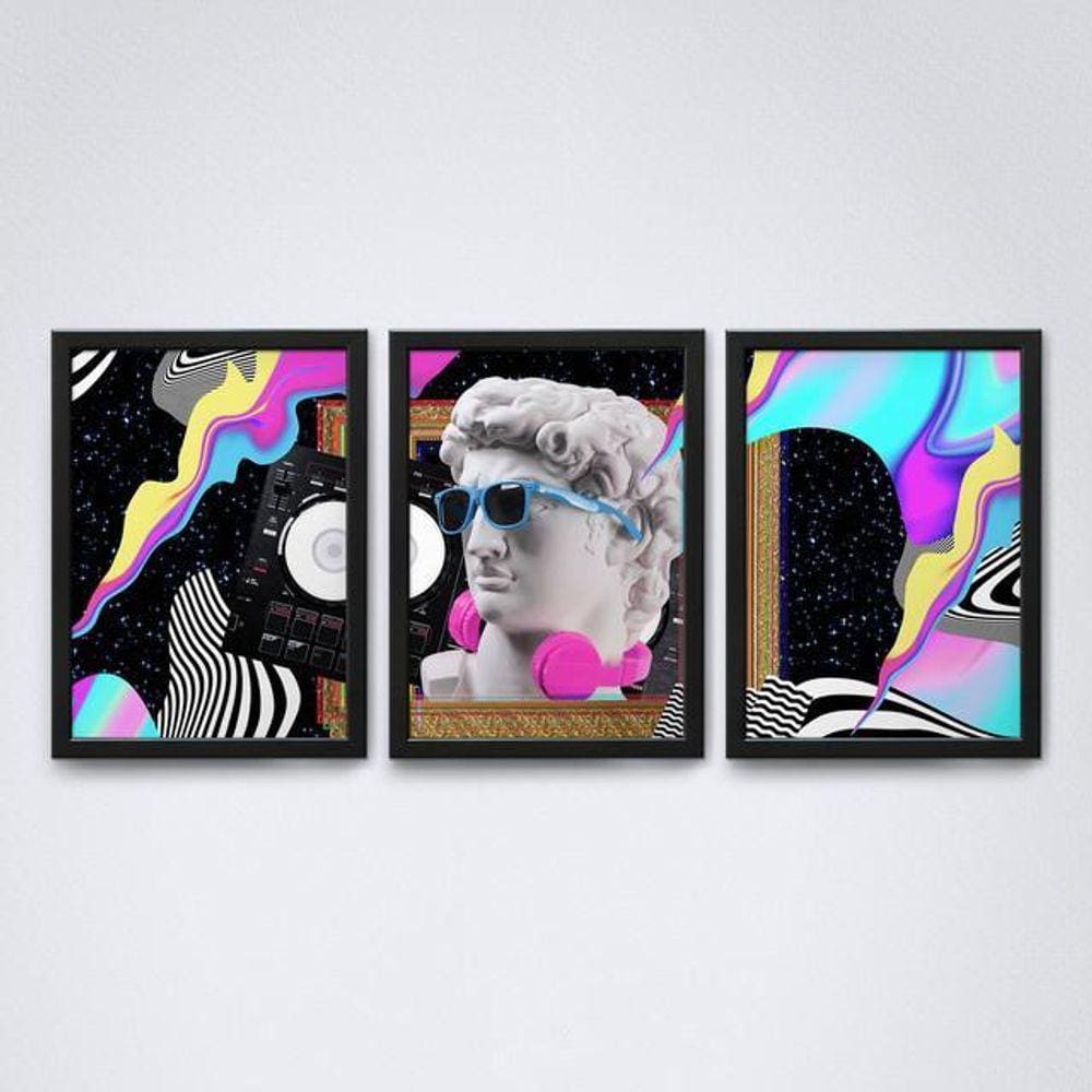 Quadro Decorativo Escultura Grega Óculos Azul 20x30cm