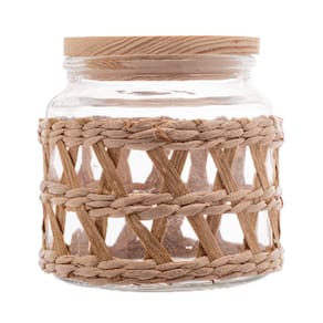 Pote De Vidro Borossilicato Com Tampa Em Madeira E Sisal 520Ml Wolff