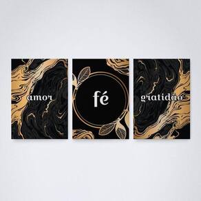 Quadro Decorativo Amor Fé e Gratidão V4 30x20cm