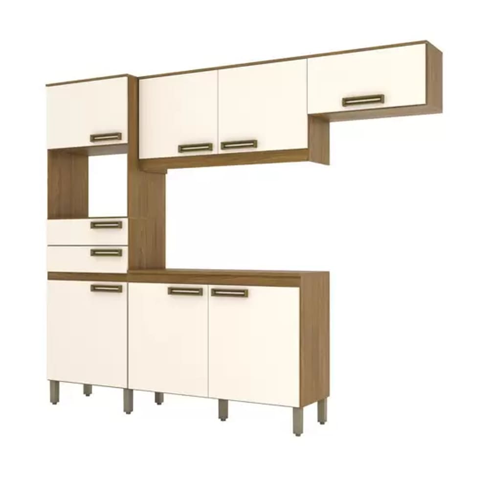 Kit Cozinha Compacta 07 Portas 02 Gav Nature/Off White - Briz