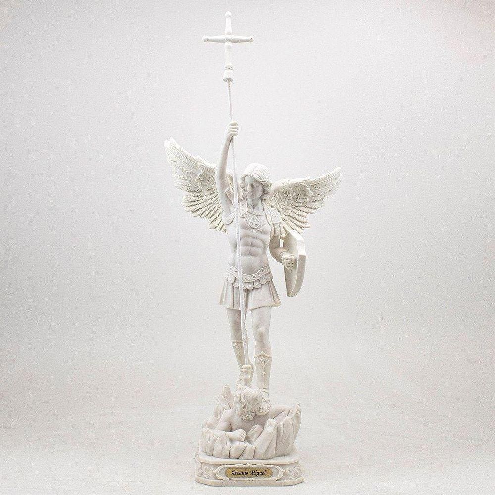 Imagem São Miguel Arcanjo Importado Resina Branco 31 cm