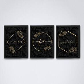 Quadro Decorativo Amor Fé e Gratidão 20x30cm